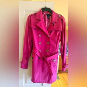 RAG Hot Pink Belted Trench Coat – Double Breasted – Size S